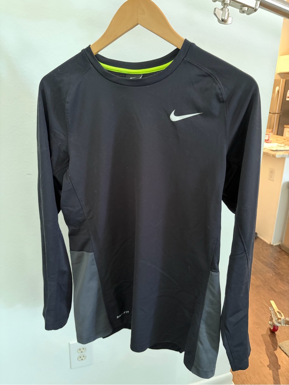 Nike Black Performance Dri-FIT Top with Neon Yellow Trim